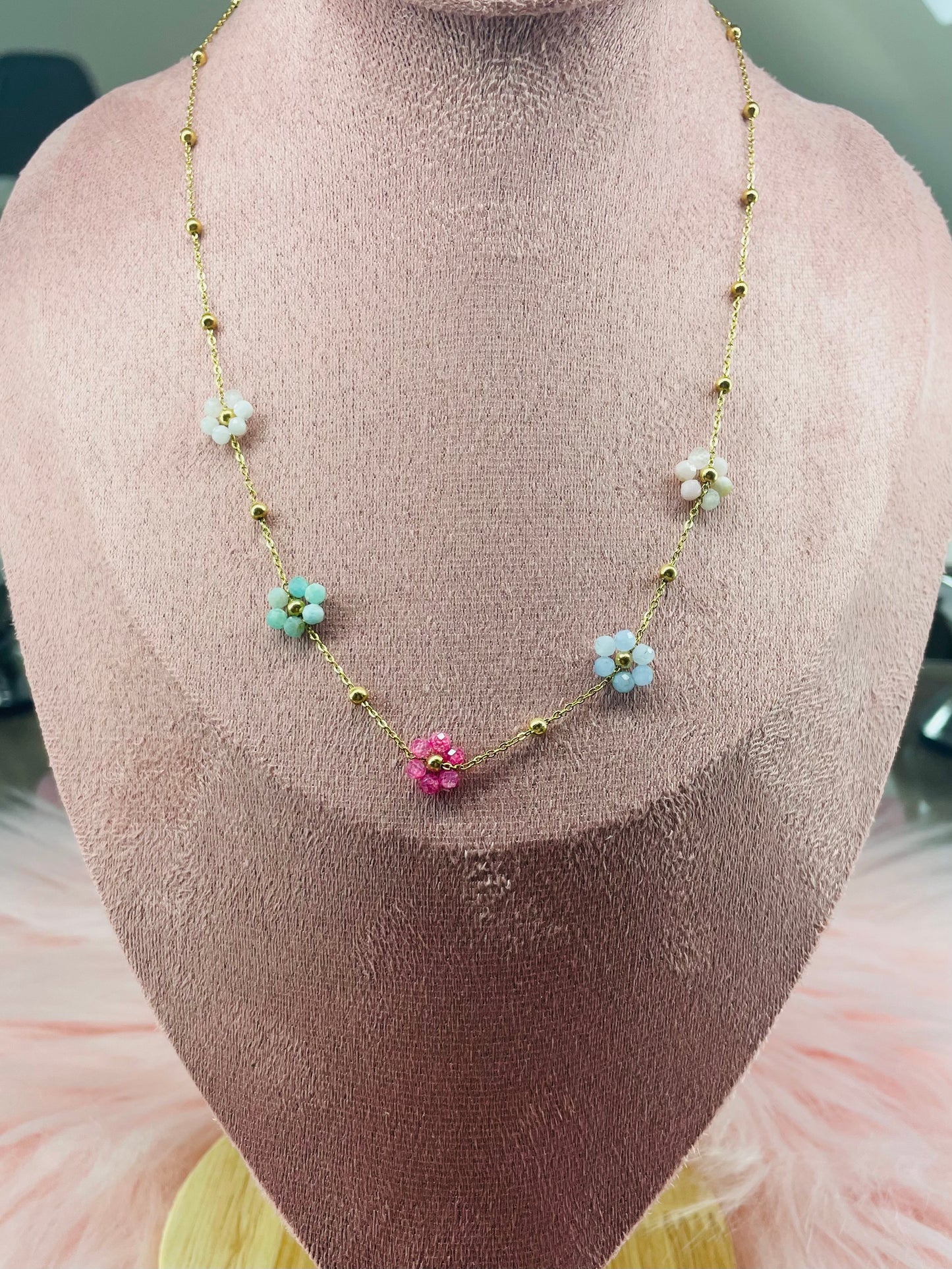 🌸 Collier Fleurs multicolores 🌸