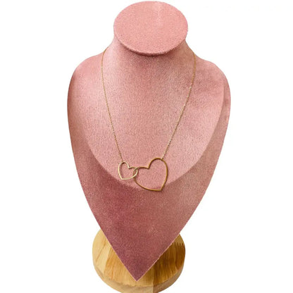 Collier double coeur dore bijou fantaisie