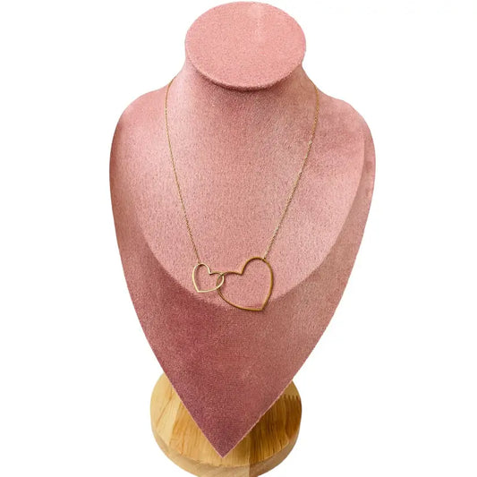 Collier double coeur dore bijou fantaisie