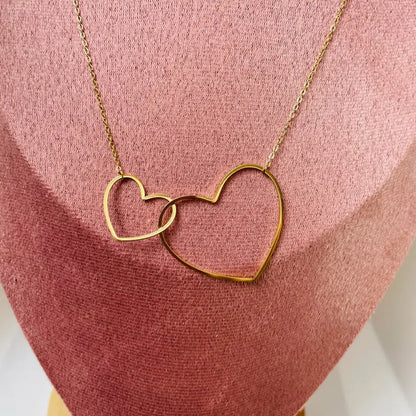 Collier double coeur dore bijou fantaisie
