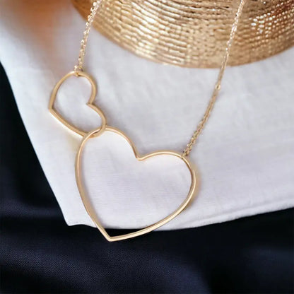 Collier double coeur doré bijou fantaisie